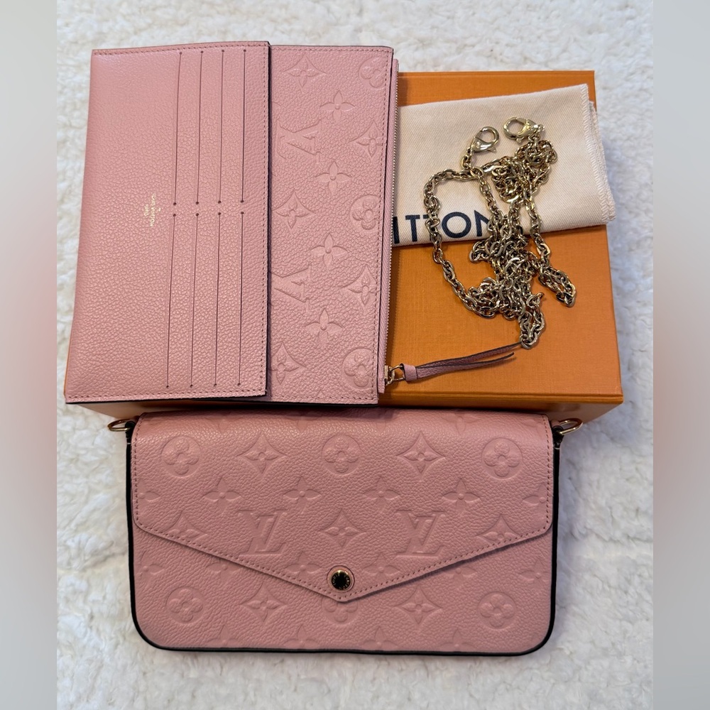 LV Félicie Pochette in pink Monogram Empreinte leather